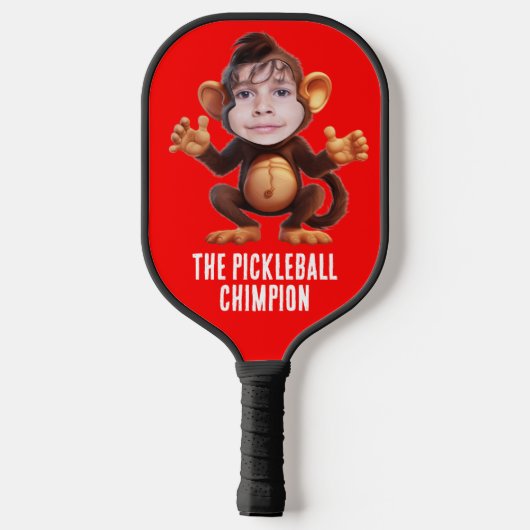 Funny ADD IHR GESICHT Pun Champion Monkey Chimp Pickleball Schläger (Rückseite)