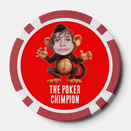 Funny ADD IHR GESICHT Pun Champion Monkey Chimp Pokerchips (Rückseite)