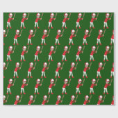 Funny Add Kids Face Photo Baseball Player Green Geschenkpapier (Flach)