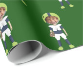 Funny Add Kids Face Photo Football Player Green Geschenkpapier (Rolleneckpunkt)