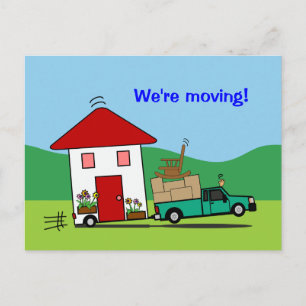 Funny Address Change Wir bewegen House Cards Ankündigungspostkarte