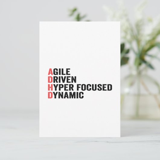Funny Adhd Agile Driven Hyper Focused Dynamic Gift Dankeskarte (Stehend Vorderseite)