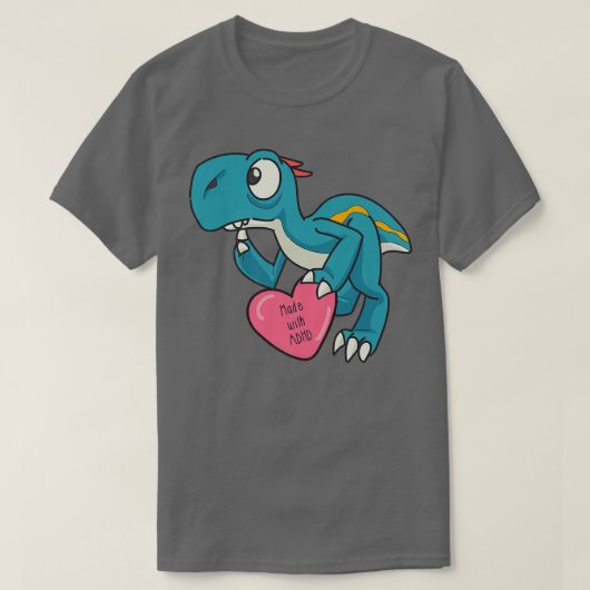 Funny ADHD Blue Dinosaur Premium T-Shirt (Design vorne)