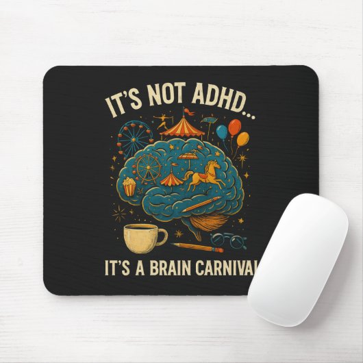 Funny ADHD Brain Carnival Mouse Pad Mousepad (Mit Mouse)