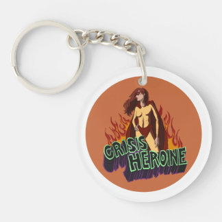 Funny ADHD Crisis Heroine Chaos Energy Retro Comic Schlüsselanhänger