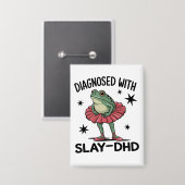 Funny ADHD Frog Neurodivergent Meme Y2K Frogcore  Button (Vorderseite/Rückseite)
