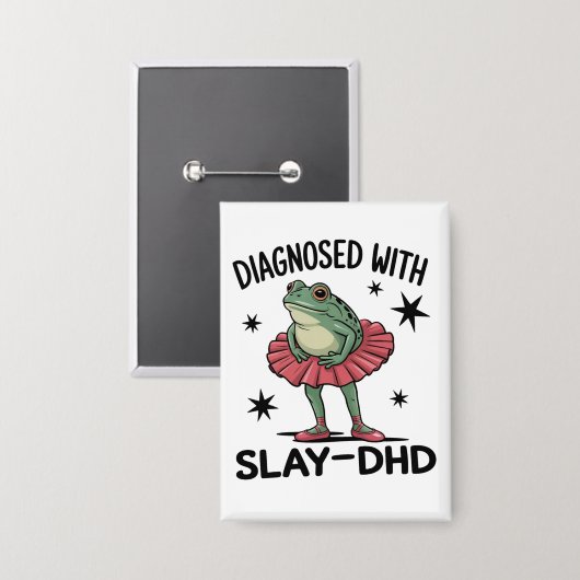 Funny ADHD Frog Neurodivergent Meme Y2K Frogcore  Button (Vorderseite/Rückseite)