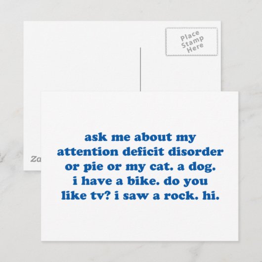 Funny ADHD Quote - Blue Print Postkarte (Vorne/Hinten)