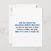 Funny ADHD Quote - Blue Print Postkarte (Vorne/Hinten)