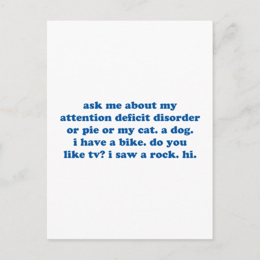 Funny ADHD Quote - Blue Print Postkarte (Vorderseite)