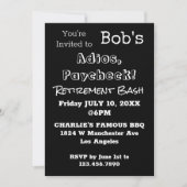 FUNNY Adios, Paycheck Vater Rente Party Einladung (Vorderseite)