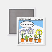 Funny Adopted Cactus and Flowers Cartoon Adoption Magnet (Vorderseite/Rückseite)