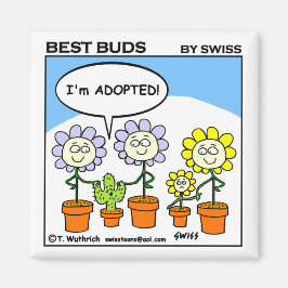 Funny Adopted Cactus and Flowers Cartoon Adoption Magnet