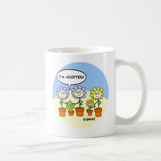 Funny Adoptiert Baby Cactus and Blume Cartoon Kaffeetasse (Rechts)