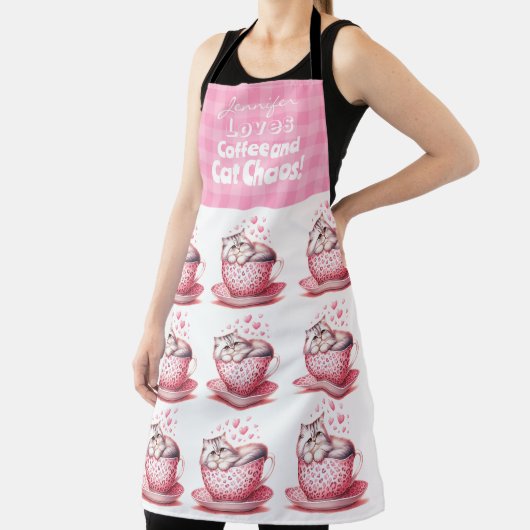 Funny Adorable Cat Coffee All-over Print Schürze (InSitu)