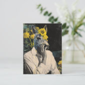 Funny Adorable Deer Woman Collage Postkarte (Stehend Vorderseite)