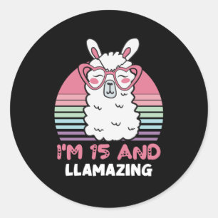 Funny Adorable Llama 15. Geburtstagsgeschenk für F Runder Aufkleber