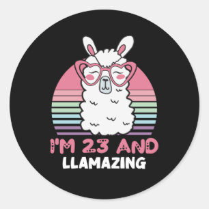 Funny Adorable Llama 23. Geburtstagsgeschenk für F Runder Aufkleber