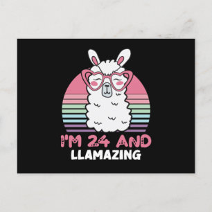Funny Adorable Llama 24. Geburtstagsgeschenk für F Postkarte