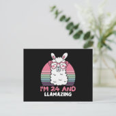 Funny Adorable Llama 24. Geburtstagsgeschenk für F Postkarte (Stehend Vorderseite)