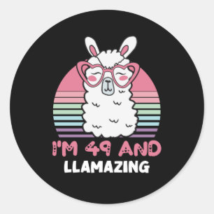 Funny Adorable Llama 49. Geburtstagsgeschenk für F Runder Aufkleber