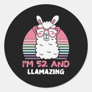 Funny Adorable Llama 52. Geburtstagsgeschenk für F Runder Aufkleber