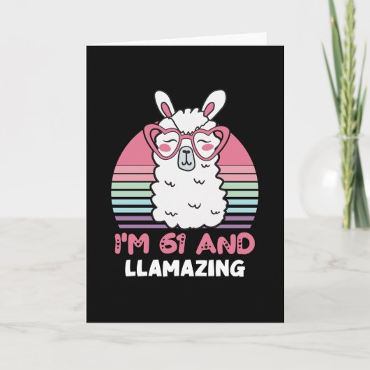 Funny Adorable Llama 61. Geburtstagsgeschenk für F Karte (Vorderseite)