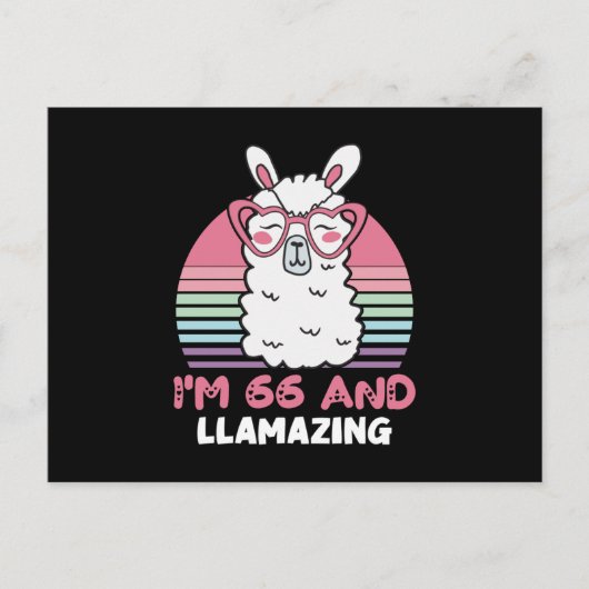 Funny Adorable Llama 66. Geburtstagsgeschenk für F Postkarte (Vorderseite)