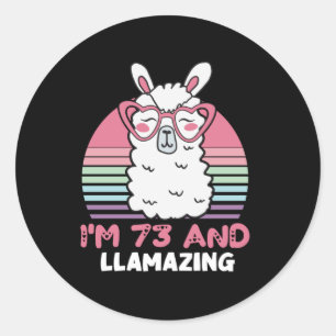 Funny Adorable Llama 73. Geburtstagsgeschenk für F Runder Aufkleber