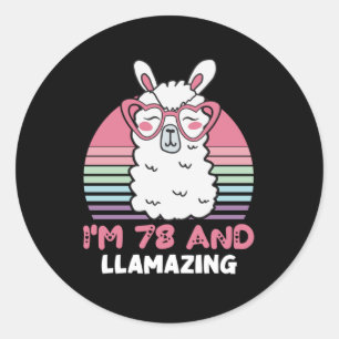 Funny Adorable Llama 78. Geburtstagsgeschenk für F Runder Aufkleber