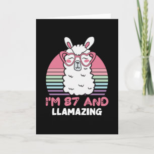 Funny Adorable Llama 87. Geburtstagsgeschenk für F Karte