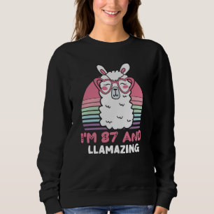 Funny Adorable Llama 87. Geburtstagsgeschenk für F Sweatshirt