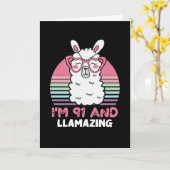 Funny Adorable Llama 91. Geburtstagsgeschenk für F Karte (Gelbe Blume)