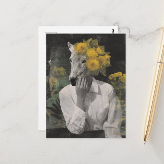 Funny Adororable Animal Woman Collage Postkarte (Vorderseite/Rückseite Beispiel)