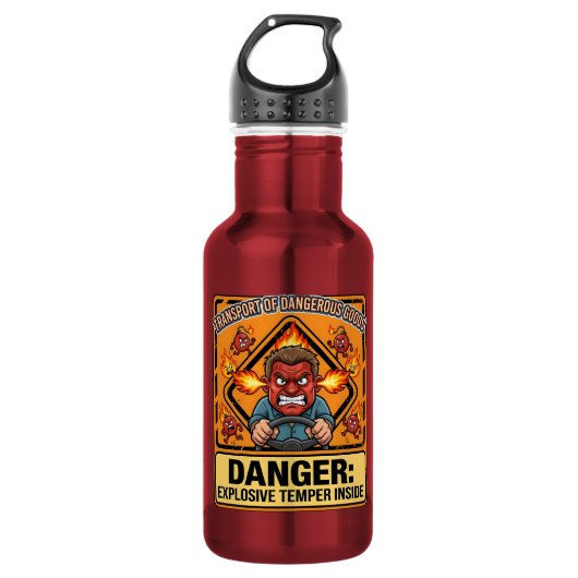 Funny ADR Trucker water bottle | Explosive Temper Edelstahlflasche (Vorderseite)