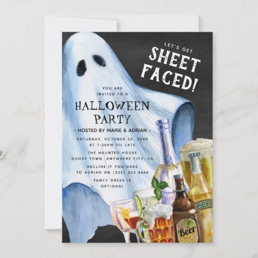 Funny Adult Ghost Sheet-Halloween-Party Einladung (Vorderseite)