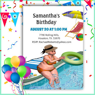 Funny Adult Pool Party Geburtstag Einladung