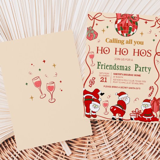 Funny Adult Santa Hos Friendsmas Weihnachts-Party Einladung