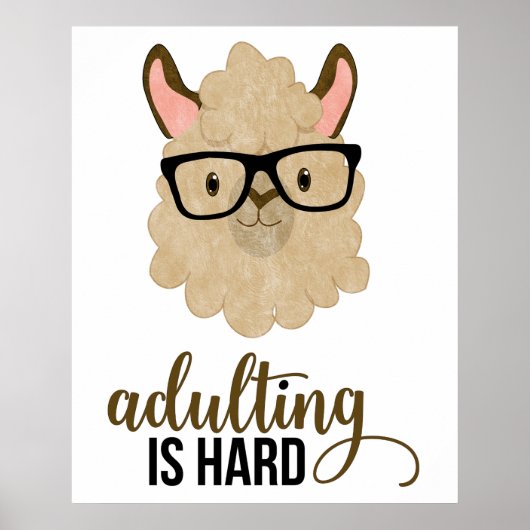 Funny Adulting ist harter Hipster Llama Poster (Vorne)