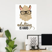 Funny Adulting ist harter Hipster Llama Poster (Heimbüro)