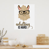 Funny Adulting ist harter Hipster Llama Poster (Küche)