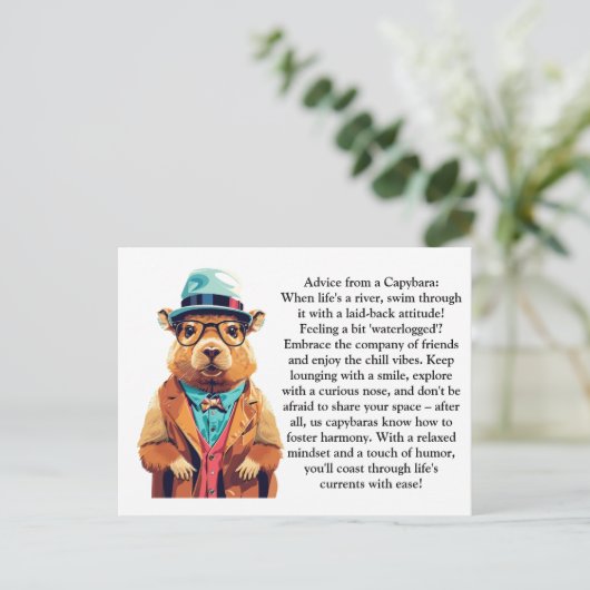 Funny Advisor from a Capybara Postkarte (Stehend Vorderseite)