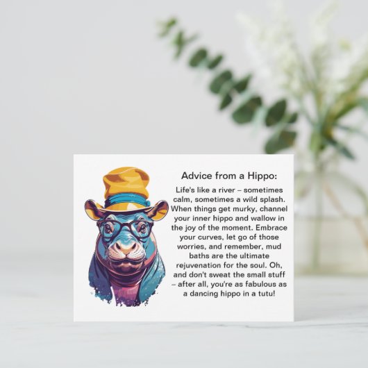 Funny Advisor from a Hippo Postkarte (Stehend Vorderseite)