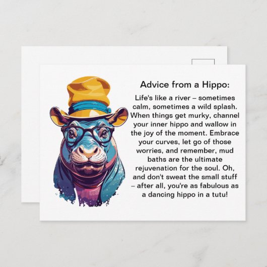 Funny Advisor from a Hippo Postkarte (Vorne/Hinten)
