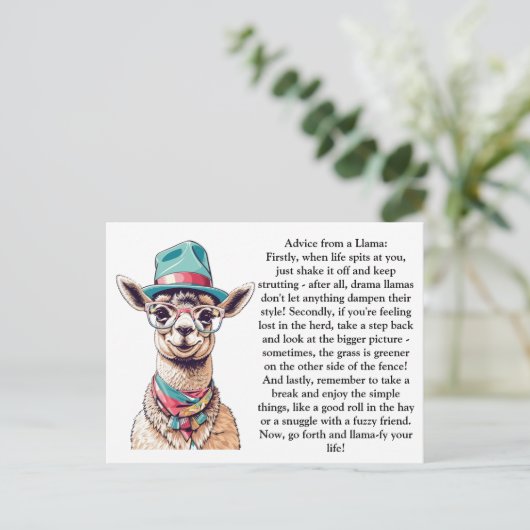 Funny Advisor from a Llama Postkarte (Stehend Vorderseite)