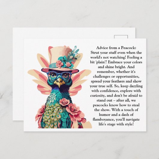 Funny Advisor from a Peacock Postkarte (Vorne/Hinten)