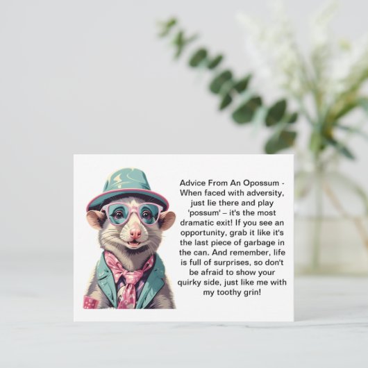 Funny Advisor from an Opossum Postkarte (Stehend Vorderseite)