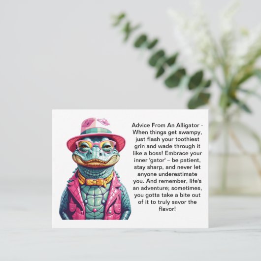 Funny Advisor von einem Alligator Postkarte (Stehend Vorderseite)