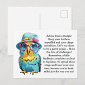 Funny Advisor von einem Budgie Postkarte (Vorne/Hinten)