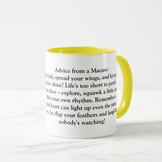 Funny Advisor von einem Macaw Tasse (VorderseiteRechts)